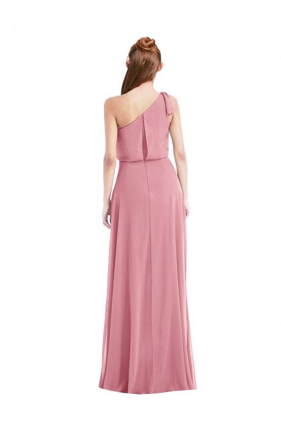 Hautrosa A-Linien Eine-Schulter Chiffon Lange Brautjungfernkleider Lieferanten
