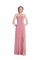 Hautrosa A-Linien Neckholder Chiffon Lange Brautjungfernkleider Lieferanten