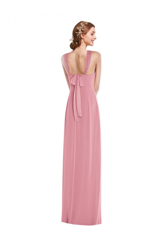 Hautrosa A-Linien Neckholder Chiffon Lange Brautjungfernkleider Lieferanten