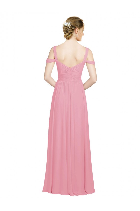 Hautrosa A-Linien Off-Schulter Chiffon Lange Brautjungfernkleider Lieferanten