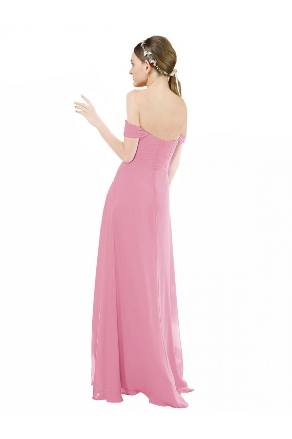 Hautrosa A-Linien Off-Schulter Chiffon Lange Brautjungfernkleider Lieferanten