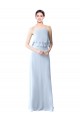 Helles Himmelblau A-Linien Neckholder Chiffon Lange Brautjungfernkleider Lieferanten