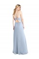 Helles Himmelblau A-Linien Neckholder Chiffon Lange Brautjungfernkleider Lieferanten