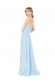Helles Himmelblau A-Linien Neckholder Stehkragen Ausschnitt Chiffon Lange Brautjungfernkleider Lieferanten