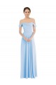 Helles Himmelblau A-Linien Off-Schulter Chiffon Lange Formale Brautjungfernkleider / Abendkleider Lieferanten