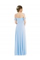 Helles Himmelblau A-Linien Off-Schulter Chiffon Lange Formale Brautjungfernkleider / Abendkleider Lieferanten