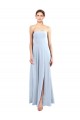 Helles Himmelblau A-Linien Trägerlos Chiffon Lange Brautjungfernkleider Lieferanten