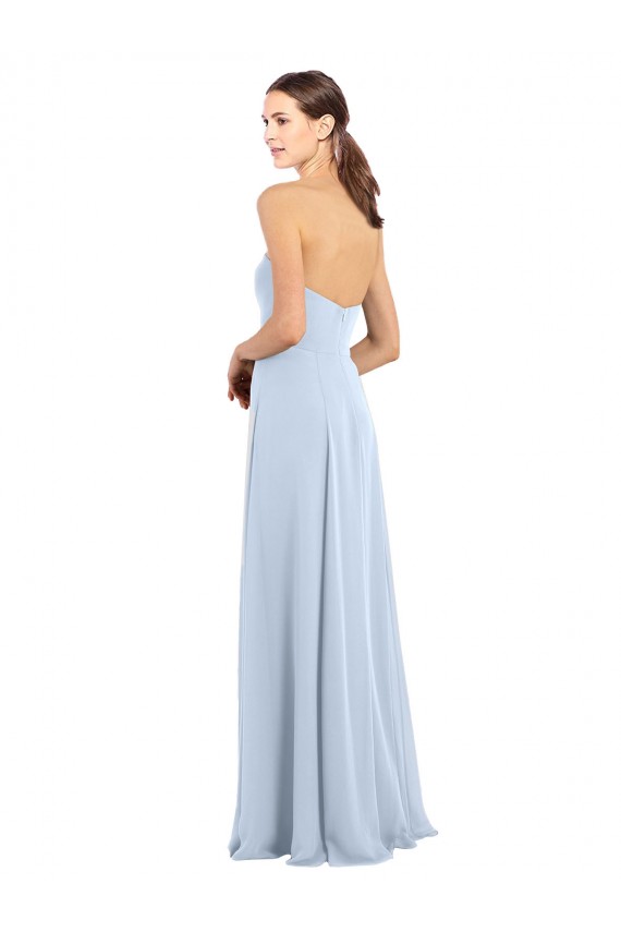 Helles Himmelblau A-Linien Trägerlos Chiffon Lange Brautjungfernkleider Lieferanten