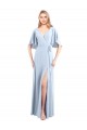 Helles Himmelblau A-Linien V-Ausschnitt Chiffon Lange Brautjungfernkleider Lieferanten