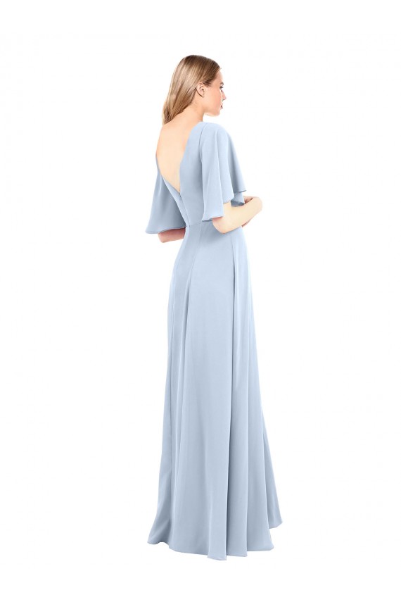 Helles Himmelblau A-Linien V-Ausschnitt Chiffon Lange Brautjungfernkleider Lieferanten