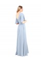 Helles Himmelblau A-Linien V-Ausschnitt Chiffon Lange Brautjungfernkleider Lieferanten