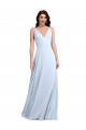 Helles Himmelblau A-Linien V-Ausschnitt Chiffon Lange Brautjungfernkleider Lieferanten