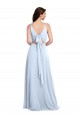 Helles Himmelblau A-Linien V-Ausschnitt Chiffon Lange Brautjungfernkleider Lieferanten