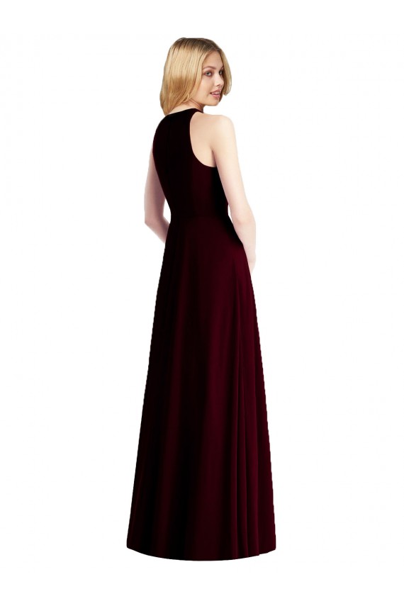 Helles Himmelblau Trompete Neckholder Chiffon Lange Brautjungfernkleider Lieferanten