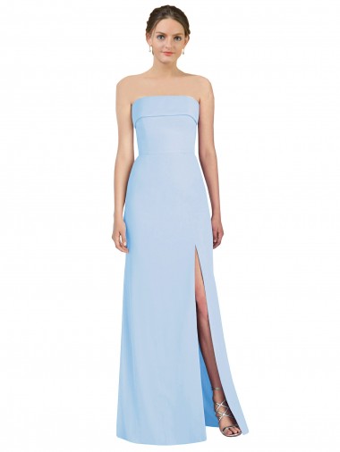 Helles Himmelblau Trompete Trägerlos Chiffon Lange Formale Brautjungfernkleider / Abendkleider Lieferanten