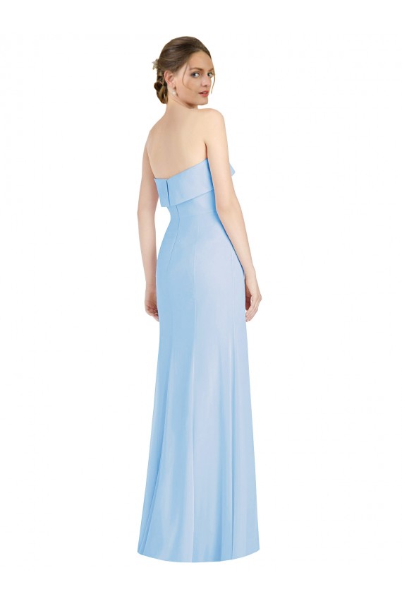 Helles Himmelblau Trompete Trägerlos Chiffon Lange Formale Brautjungfernkleider / Abendkleider Lieferanten