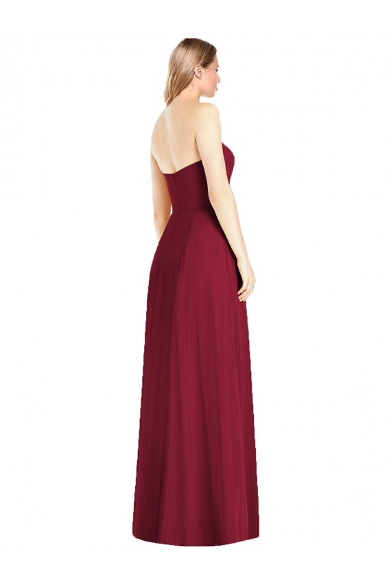 Hot Rosa Trompete V-Ausschnitt Trägerlos Chiffon Lange Brautjungfernkleider Lieferanten