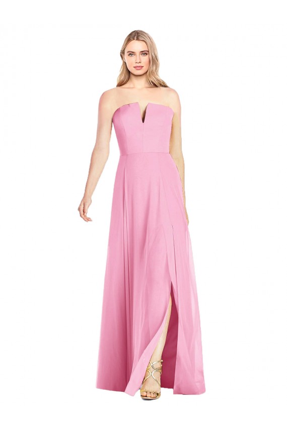 Hot Rosa Trompete V-Ausschnitt Trägerlos Chiffon Lange Brautjungfernkleider Lieferanten