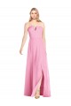 Hot Rosa Trompete V-Ausschnitt Trägerlos Chiffon Lange Brautjungfernkleider Lieferanten