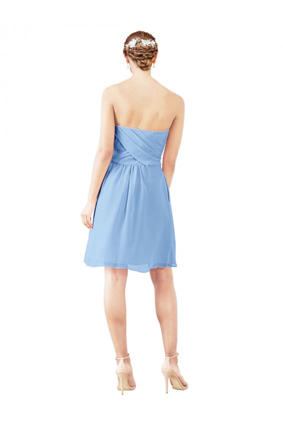 Immergrün A-Linien Trägerlos Knielang Chiffon Kurze Brautjungfernkleider / Cocktailkleider / Heimkehr Kleider Lieferanten