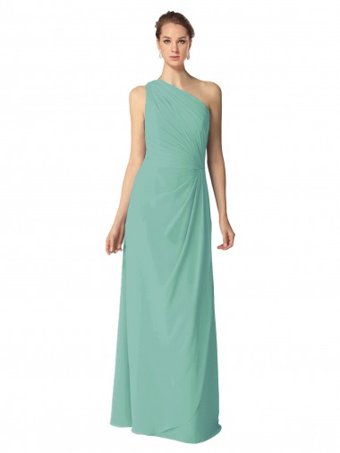 Jade A-Linien Eine-Schulter Chiffon Lange Brautjungfernkleider Lieferanten