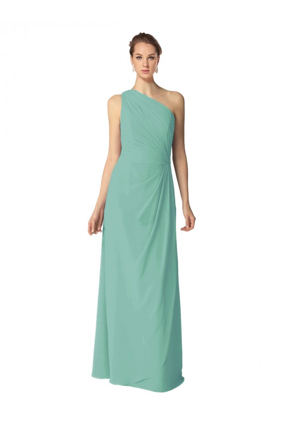 Jade A-Linien Eine-Schulter Chiffon Lange Brautjungfernkleider Lieferanten