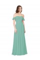 Jade A-Linien Off-Schulter Chiffon Lange Brautjungfernkleider Lieferanten