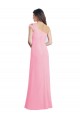 Kaum Rosa A-Linien Eine-Schulter Chiffon Lange Brautjungfernkleider Lieferanten