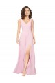Kaum Rosa A-Linien V-Ausschnitt Chiffon Lange Brautjungfernkleider Lieferanten