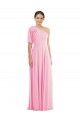 Kaum Rosa Trompete Eine-Schulter Chiffon Lange Brautjungfernkleider Lieferanten