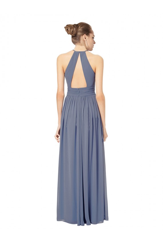 Königsblau A-Linien Neckholder Chiffon Lange Brautjungfernkleider Lieferanten