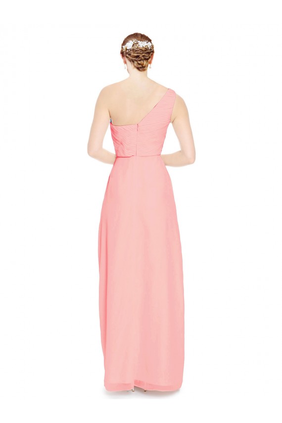 Lachs A-Linien Eine-Schulter Chiffon Lange Brautjungfernkleider Lieferanten