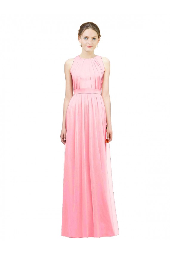 Lachs A-Linien Neckholder Chiffon Lange Brautjungfernkleider Lieferanten