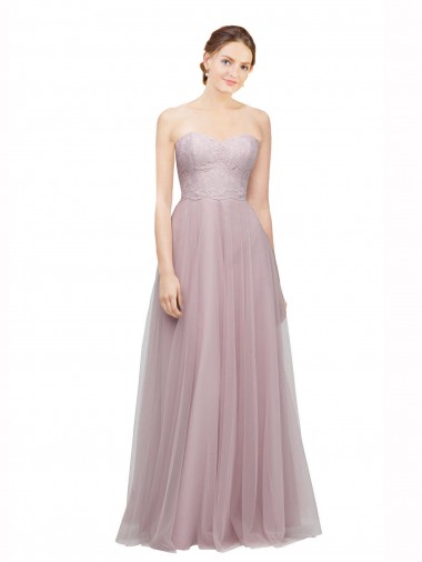 Light Lilac A-Linien Tüll Spitze Lange Brautjungfernkleider Lieferanten