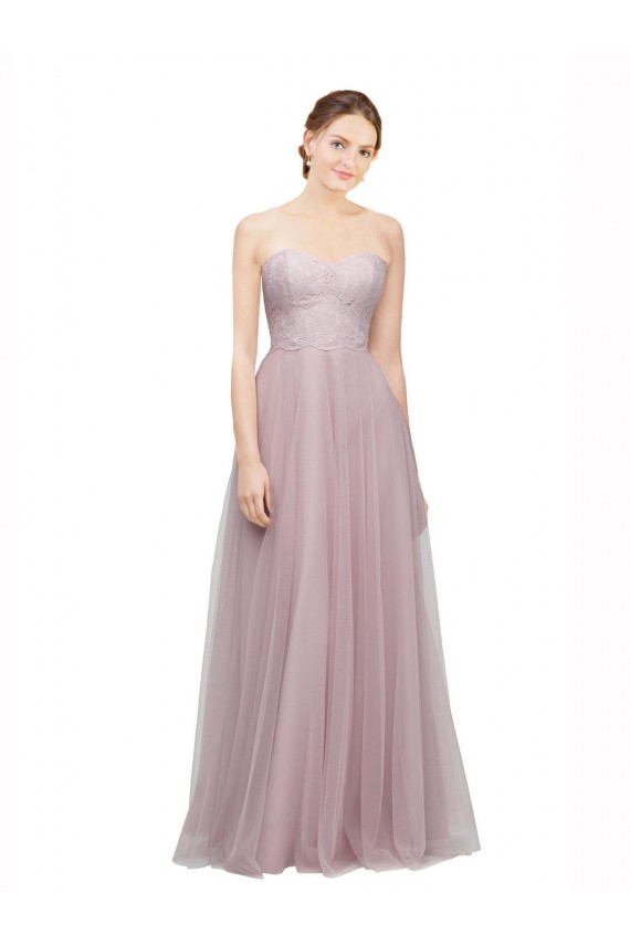 Light Lilac A-Linien Tüll Spitze Lange Brautjungfernkleider Lieferanten
