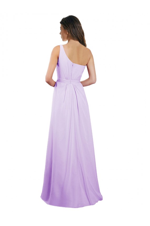 Lila A-Linien Eine-Schulter Chiffon Lange Brautjungfernkleider Lieferanten