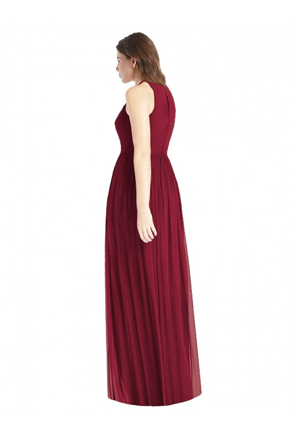 Lila A-Linien Neckholder Chiffon Lange Brautjungfernkleider Lieferanten