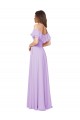 Lila A-Linien Off-Schulter Trägerlos Chiffon Lange Brautjungfernkleider Lieferanten