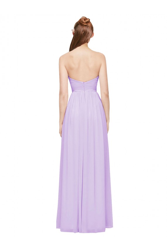 Lila A-Linien Trägerlos Chiffon Lange Brautjungfernkleider Lieferanten