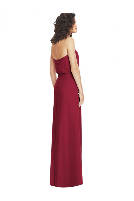 Lila A-Linien Trägerlos Chiffon Lange Brautjungfernkleider Lieferanten