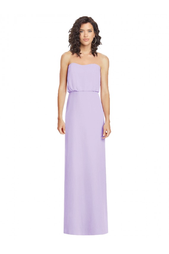 Lila A-Linien Trägerlos Chiffon Lange Brautjungfernkleider Lieferanten