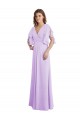 Lila A-Linien V-Ausschnitt Chiffon Lange Brautjungfernkleider Lieferanten