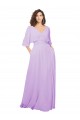 Lila A-Linien V-Ausschnitt Chiffon Lange Brautjungfernkleider Lieferanten