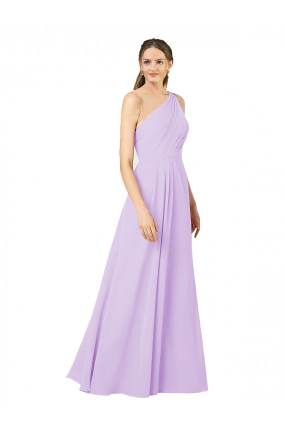 Lila Etui Eine-Schulter Chiffon Lange Formale Brautjungfernkleider / Abendkleider Lieferanten