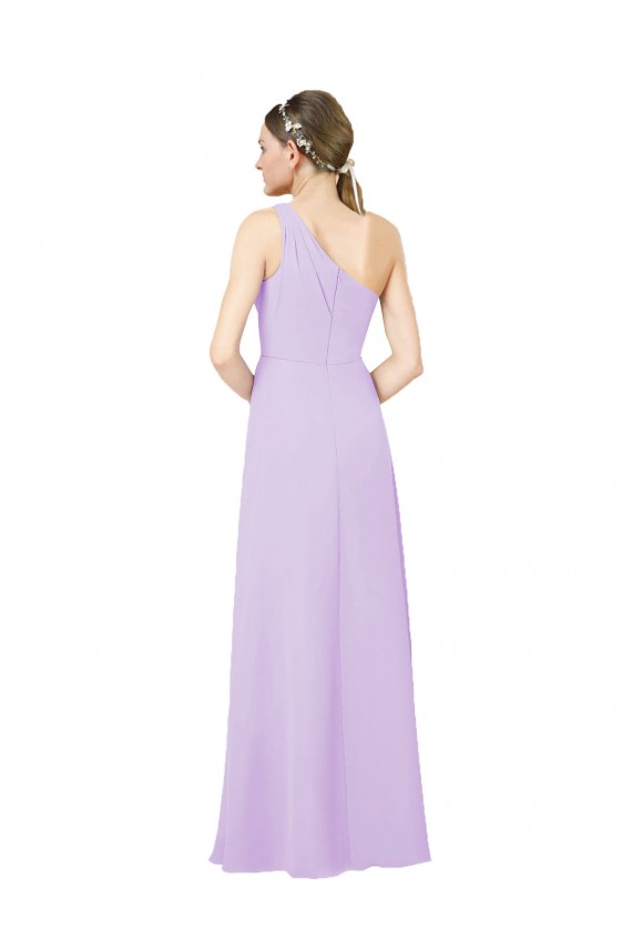 Lila Etui Eine-Schulter Chiffon Lange Formale Brautjungfernkleider / Abendkleider Lieferanten