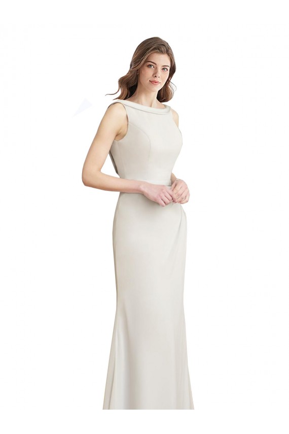 Meerjungfrau Bootshals Stehkragen Ausschnitt Chiffon Satin Lange Brautjungfernkleider Lieferanten