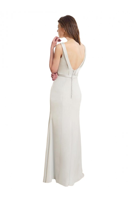 Meerjungfrau Bootshals Stehkragen Ausschnitt Chiffon Satin Lange Brautjungfernkleider Lieferanten