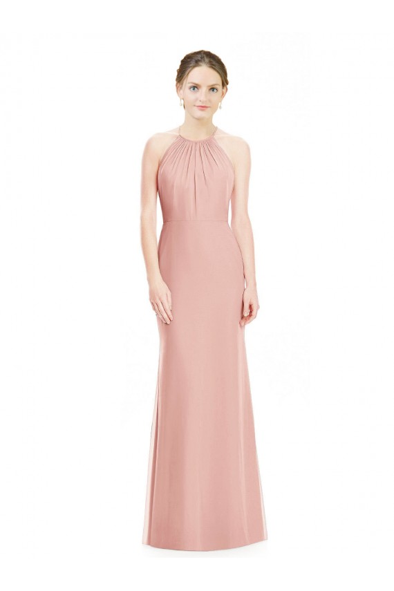 Meerjungfrau Neckholder Chiffon Lange Brautjungfernkleider Lieferanten