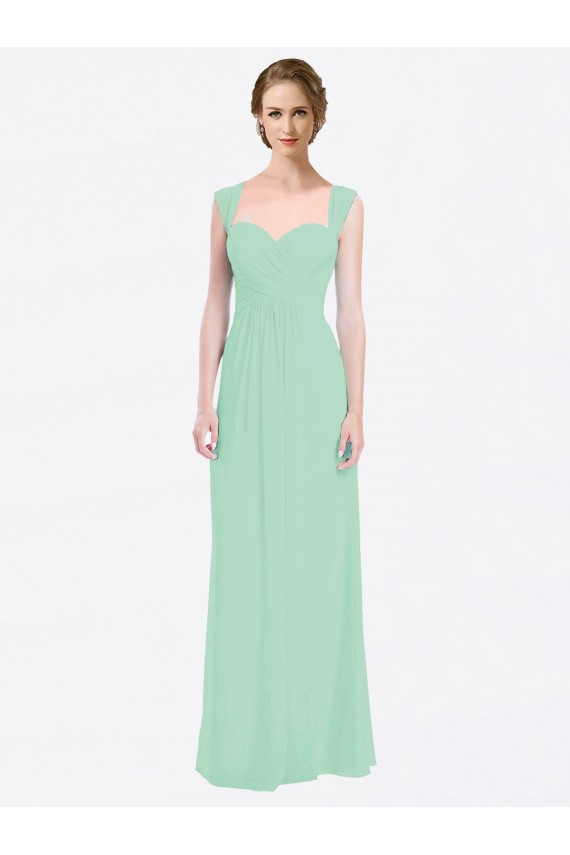 Minzgrün A-Linien Chiffon Lange Brautjungfernkleider Lieferanten