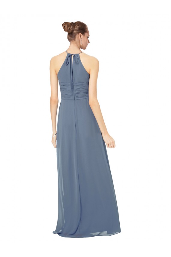 Mitternachtsgrün A-Linien Spaghetti-Träger Neckholder Chiffon Lange Brautjungfernkleider Lieferanten